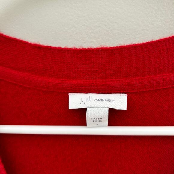 J. Jill Cashmere Women's 100% Red Button Front Sweater Size L - Picture 3 of 7